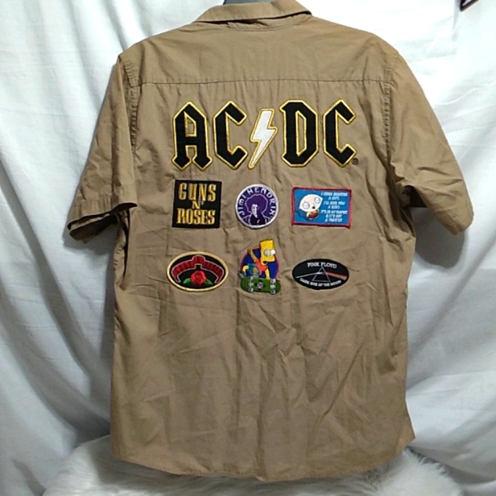 (C-64) RARE! AC/DC Rockware Vintage 2004 By Dragonfly Clothing Co GUC W Patches